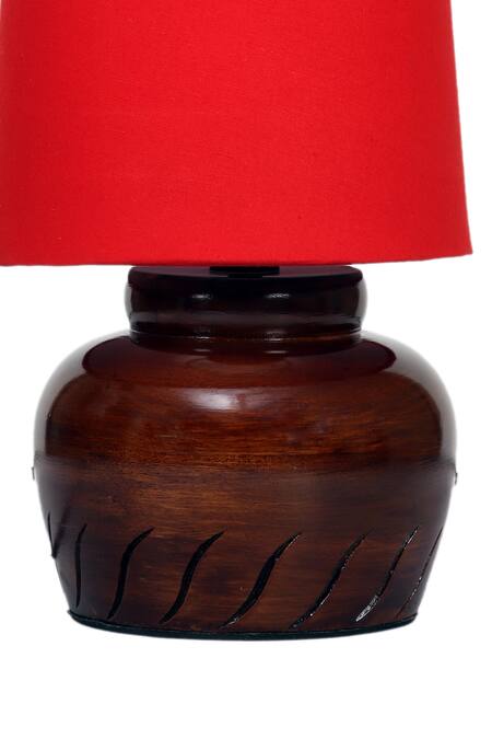 Shop_Nakshikathaa - Homeware_Red Aluminium Nirvana Bed Side Lamp _Online_at_Aza_Fashions