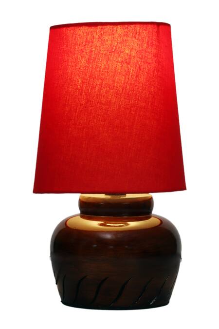 Buy_Nakshikathaa - Homeware_Red Aluminium Nirvana Bed Side Lamp _Online_at_Aza_Fashions