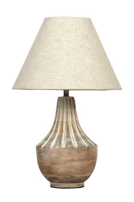 Nakshikathaa - Homeware_Beige Clay Ektara Table Lamp _Online_at_Aza_Fashions
