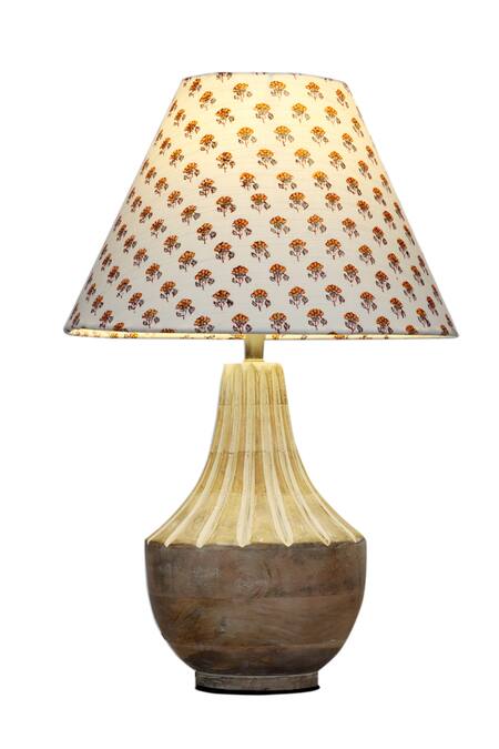 Shop_Nakshikathaa - Homeware_White Clay Print Ektara Table Lamp_Online_at_Aza_Fashions