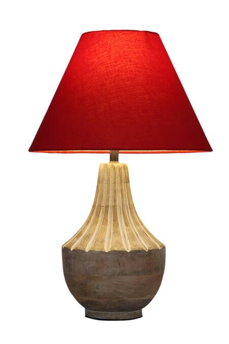 Shop_Nakshikathaa - Homeware_White Clay Ektara Table Lamp_Online_at_Aza_Fashions