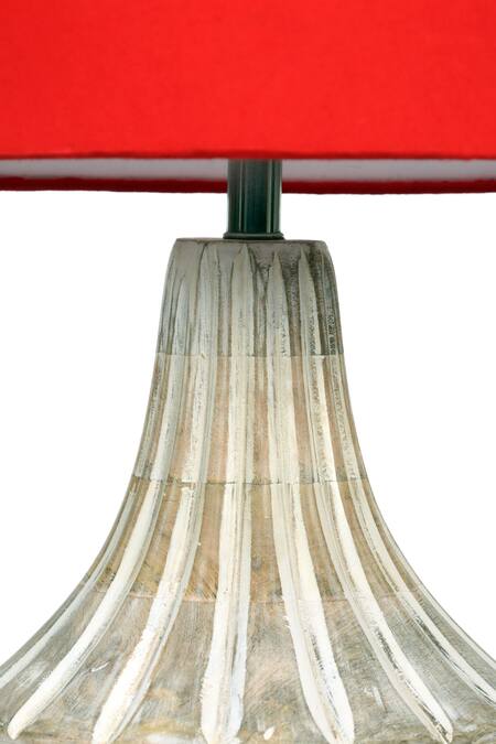 Nakshikathaa - Homeware_White Clay Ektara Table Lamp_at_Aza_Fashions