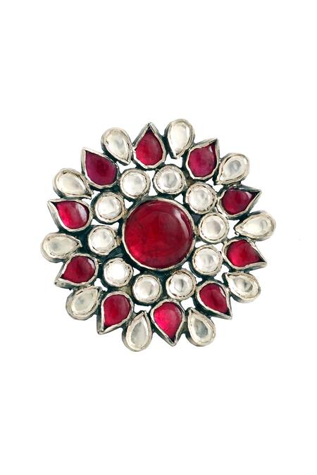 Sangeeta Boochra Handmade Kundan Floral Ring 