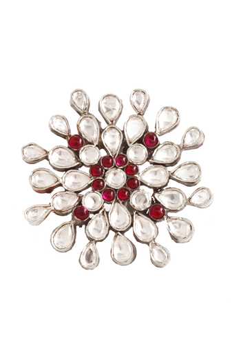 Buy Sangeeta Boochra Silver Plated Stones Handmade Kundan Floral Ring at Aza Fashions Buy_Sangeeta Boochra_Silver Plated Stones Handmade Kundan Floral Ring _at_Aza_Fashions
