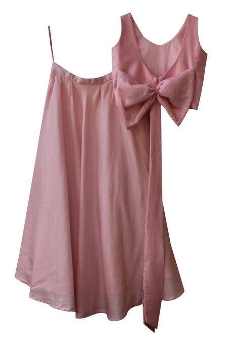 Shop Pwn Pink Back Bow Knot Embroidered Blouse With Lehenga at Aza Fashions Shop_Pwn_Pink Back Bow Knot Embroidered Blouse With Lehenga _at_Aza_Fashions