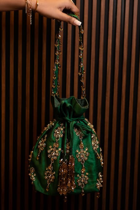 Ornatte Green Embroidery Saanjh Potli Bag