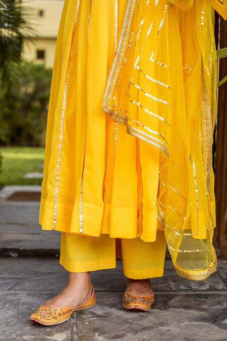 Buy Gulabo Jaipur Yellow Gota Embroidered Anarkali Set Online at Aza Fashions Buy_Gulabo Jaipur_Yellow Gota Embroidered Anarkali Set_Online_at_Aza_Fashions