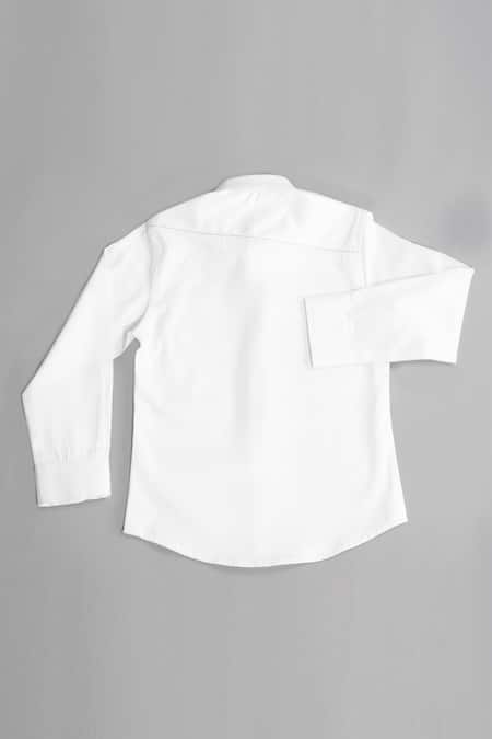 Shop Partykles White Cotton Satin Printed Shirt at Aza Fashions Shop_Partykles_White Cotton Satin Printed Shirt _at_Aza_Fashions