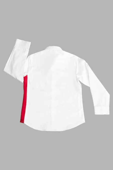 Shop Partykles White Cotton Satin Embroidery Shirt at Aza Fashions Shop_Partykles_White Cotton Satin Embroidery Shirt _at_Aza_Fashions