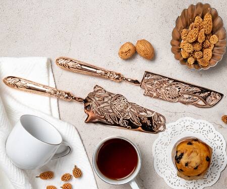 Buy_Logam_Silver Dandelion Cake Serving Knife Set Of 2_Online_at_Aza_Fashions