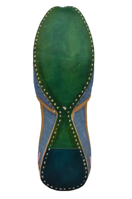 Shop Imlee Jaipur Blue Embroidered Floral Juttis Online at Aza Fashions Shop_Imlee Jaipur_Blue Embroidered Floral Juttis _Online_at_Aza_Fashions