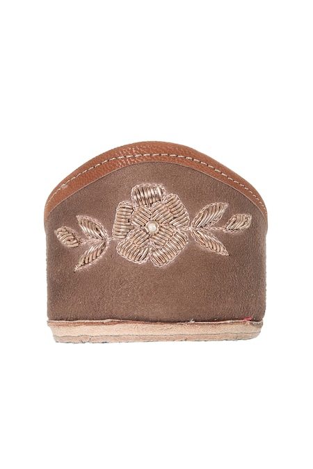 Imlee Jaipur_Brown Zardozi Embroidered Mojaris _at_Aza_Fashions