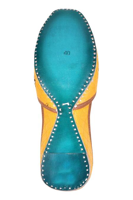Imlee Jaipur_Yellow Embroidered Silk Juttis _at_Aza_Fashions