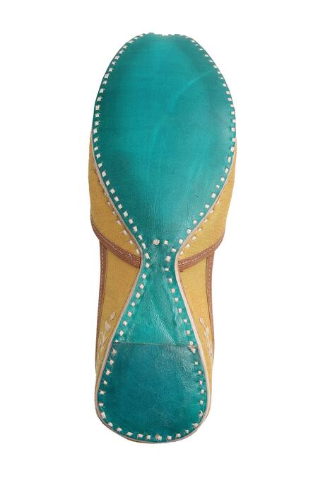 Shop Imlee Jaipur Yellow Silk Embroidered Juttis Online at Aza Fashions Shop_Imlee Jaipur_Yellow Silk Embroidered Juttis _Online_at_Aza_Fashions