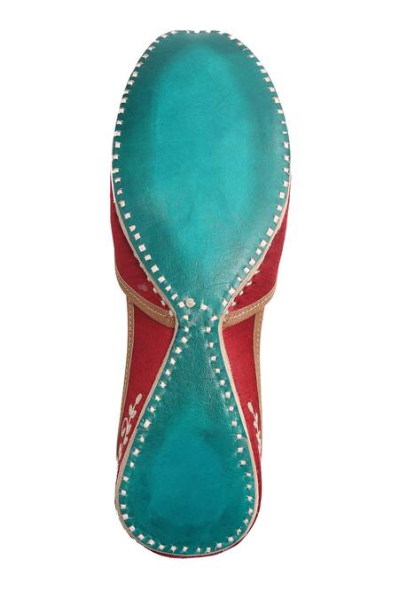 Shop Imlee Jaipur Maroon Silk Embroidered Juttis Online at Aza Fashions Shop_Imlee Jaipur_Maroon Silk Embroidered Juttis _Online_at_Aza_Fashions