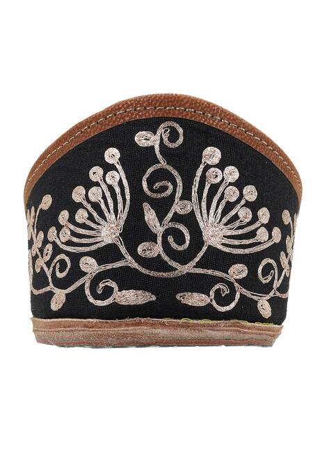 Imlee Jaipur_Black Embroidered Silk Juttis _at_Aza_Fashions