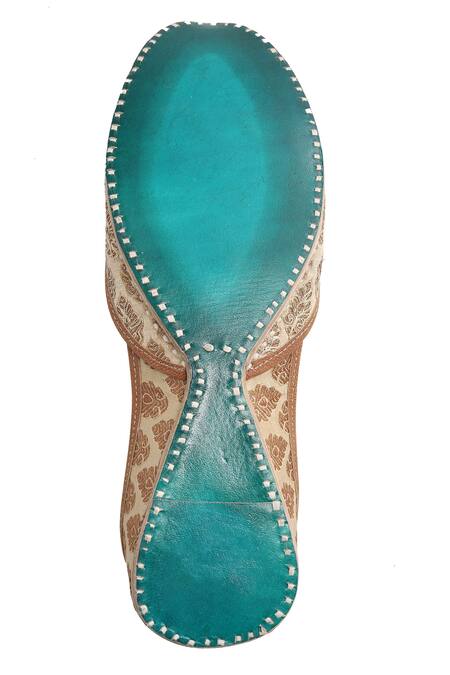 Shop_Imlee Jaipur_Gold Embroidered Floral Motif Juttis _Online_at_Aza_Fashions