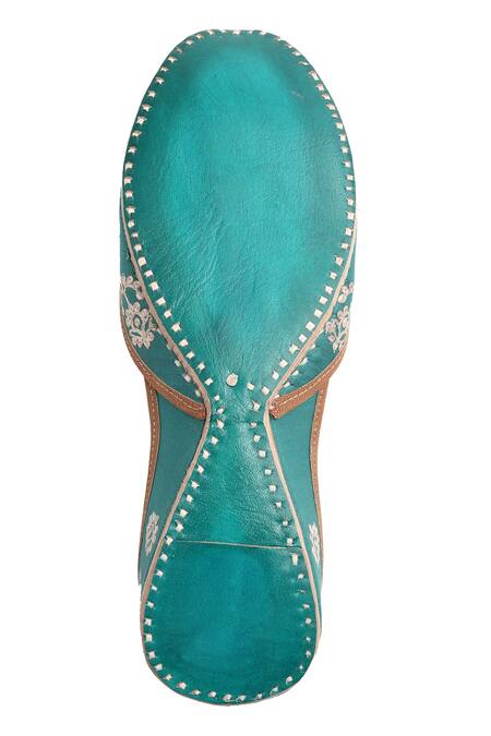 Shop_Imlee Jaipur_Blue Embroidered Juttis _Online_at_Aza_Fashions