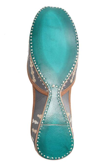 Shop Imlee Jaipur Grey Embroidered Juttis Online at Aza Fashions Shop_Imlee Jaipur_Grey Embroidered Juttis _Online_at_Aza_Fashions