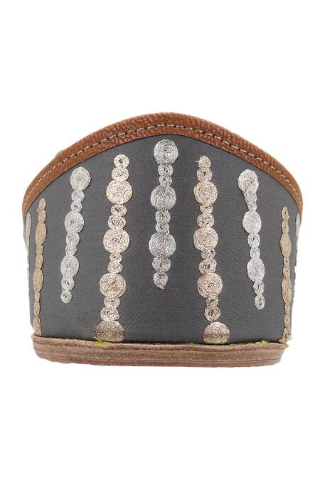 Imlee Jaipur_Grey Embroidered Juttis _at_Aza_Fashions