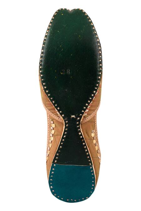 Shop Imlee Jaipur Green Embroidered Floral Juttis Online at Aza Fashions Shop_Imlee Jaipur_Green Embroidered Floral Juttis _Online_at_Aza_Fashions