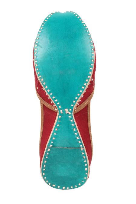 Shop Imlee Jaipur Maroon Silk Embroidered Juttis Online at Aza Fashions Shop_Imlee Jaipur_Maroon Silk Embroidered Juttis _Online_at_Aza_Fashions