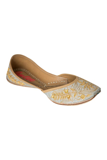 Imlee Jaipur Blue Embroidered Silk Juttis Online at Aza Fashions Imlee Jaipur_Blue Embroidered Silk Juttis _Online_at_Aza_Fashions