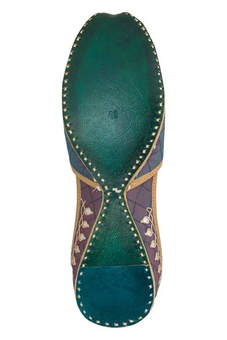 Shop Imlee Jaipur Blue Embroidered Silk Juttis Online at Aza Fashions Shop_Imlee Jaipur_Blue Embroidered Silk Juttis _Online_at_Aza_Fashions