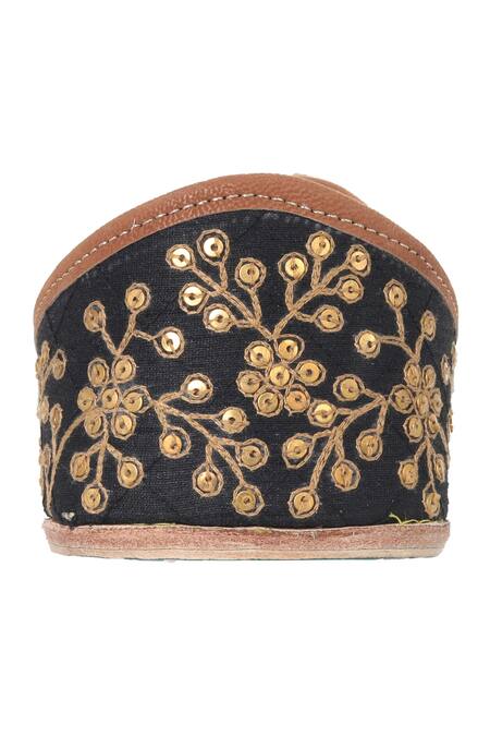 Imlee Jaipur_Black Embroidered Jaal Mojaris _at_Aza_Fashions