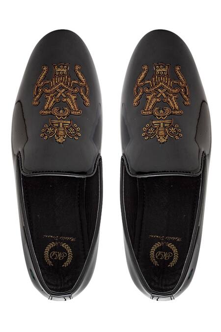 Domani Black Handcrafted Embroidered Loafers Online at Aza Fashions Domani_Black Handcrafted Embroidered Loafers _Online_at_Aza_Fashions