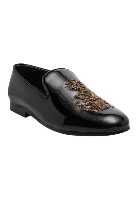 Buy_Domani_Black Handcrafted Embroidered Loafers _Online_at_Aza_Fashions