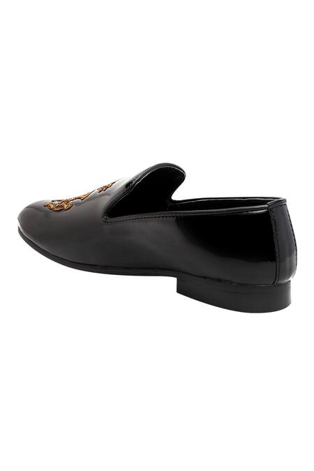 Shop_Domani_Black Handcrafted Embroidered Loafers _Online_at_Aza_Fashions