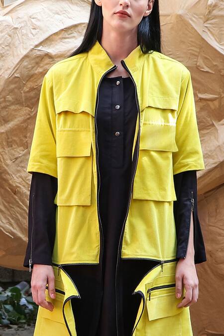 I Am Trouble By KC_Black Corduroy Double Layered Dress_Online_at_Aza_Fashions