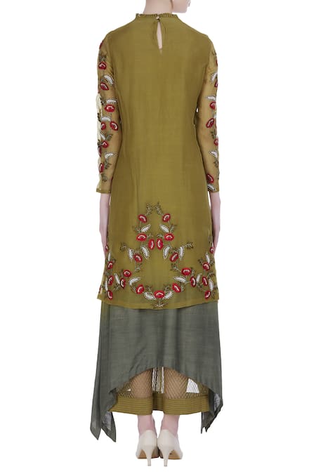 Incheetape Embroidered kurta with palazzo pants 