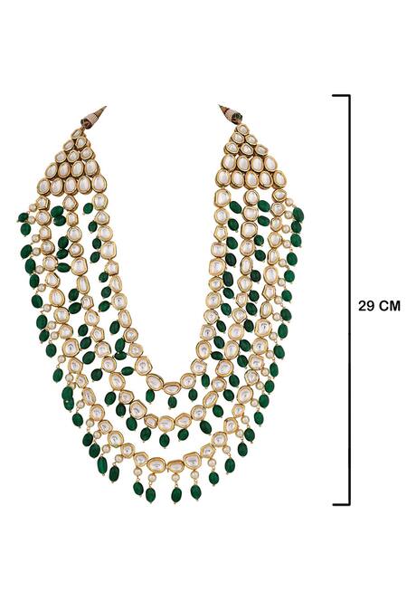 Buy_Anayah Jewellery_Green Gold Plated Multi-layered Kundan Necklace_Online_at_Aza_Fashions