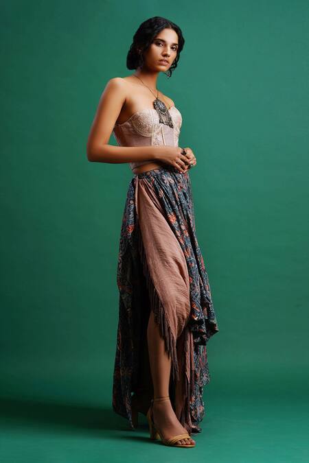 Buy Nidhi Yasha Multi Color Viscose Printed Skirt Online at Aza Fashions Buy_Nidhi Yasha_Multi Color Viscose Printed Skirt _Online_at_Aza_Fashions