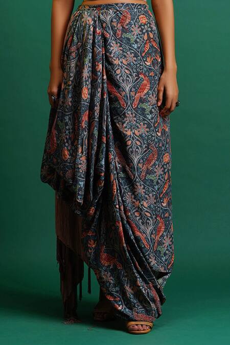 Shop Nidhi Yasha Multi Color Viscose Printed Skirt Online at Aza Fashions Shop_Nidhi Yasha_Multi Color Viscose Printed Skirt _Online_at_Aza_Fashions