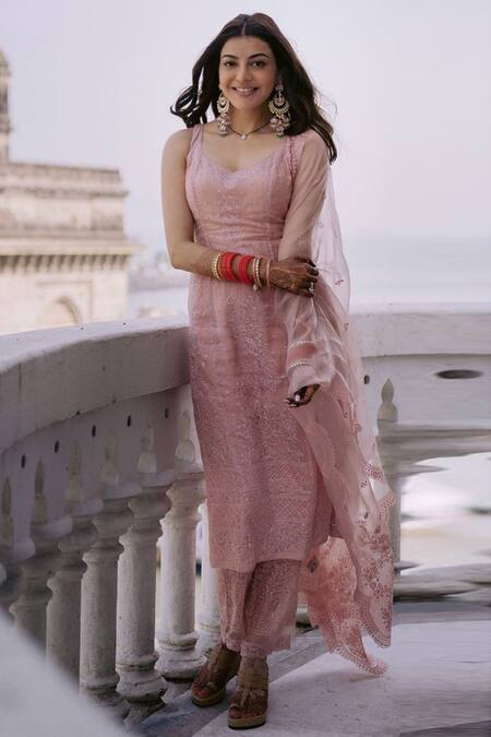 Torani Pink Silk Organza Gulbahar Shabnam Kurta