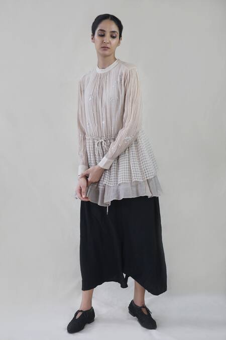 Shop Integument Beige Sheer Chanderi Top Online at Aza Fashions Shop_Integument_Beige Sheer Chanderi Top_Online_at_Aza_Fashions