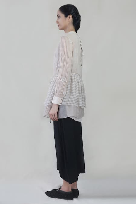 Buy Integument Beige Sheer Chanderi Top Online at Aza Fashions Buy_Integument_Beige Sheer Chanderi Top_Online_at_Aza_Fashions