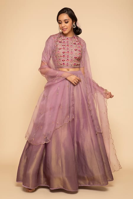 Begum Embroidered Tissue Lehenga Set 