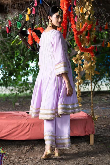 Tanu Malhotra Embroidered Anarkali & Trouser Set 