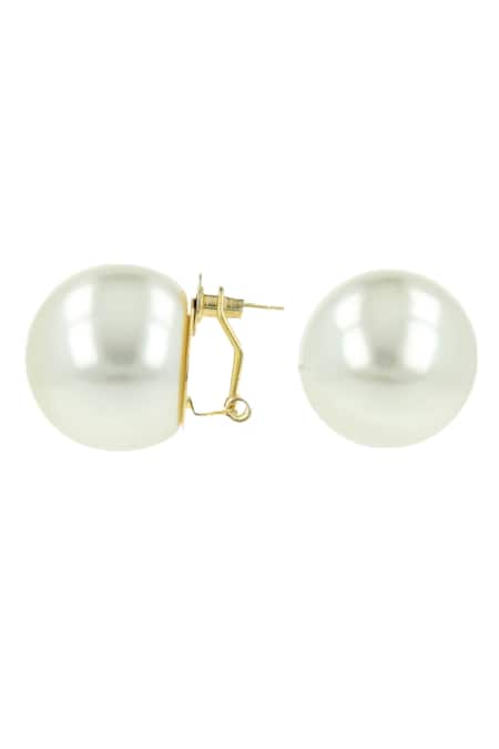 Buy_Ishhaara_White Imitation Diamonds Pearl Stud Earrings _Online_at_Aza_Fashions