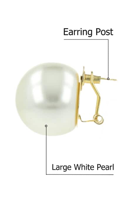 Ishhaara_White Imitation Diamonds Pearl Stud Earrings _at_Aza_Fashions