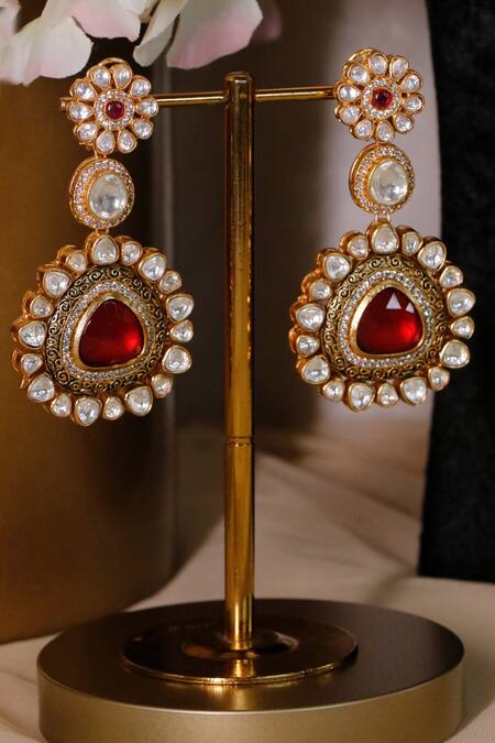 Shop_Ishhaara_Multi Color Gem Stones Navratna Layered Necklace Set_Online_at_Aza_Fashions