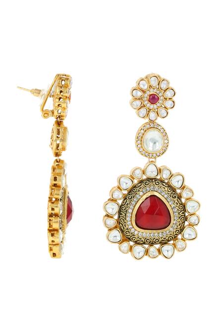 Ishhaara_Multi Color Gem Stones Navratna Layered Necklace Set_at_Aza_Fashions