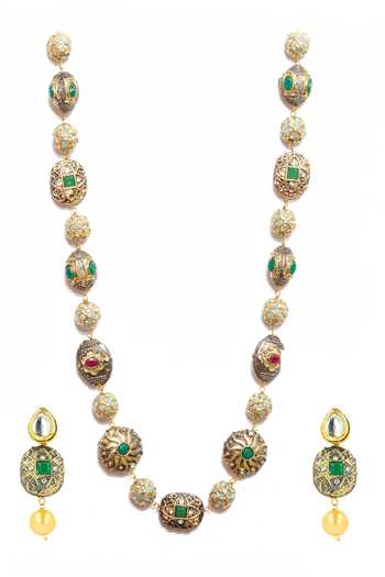 Buy Ishhaara Multi Color Beads Gold Finish Floral Necklace Set Online at Aza Fashions Buy_Ishhaara_Multi Color Beads Gold Finish Floral Necklace Set _Online_at_Aza_Fashions