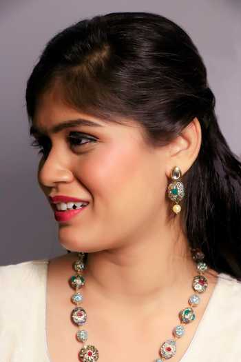 Ishhaara Multi Color Beads Gold Finish Floral Necklace Set at Aza Fashions Ishhaara_Multi Color Beads Gold Finish Floral Necklace Set _at_Aza_Fashions
