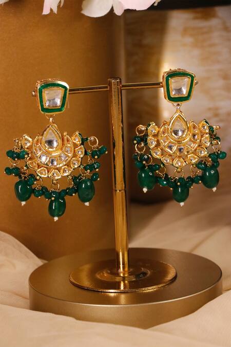 Buy_Ishhaara_Green Beads Tiered Necklace Set_Online_at_Aza_Fashions