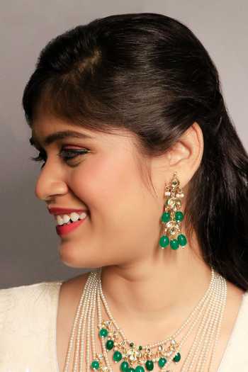 Shop_Ishhaara_Multi Color Pearls Gold Toned Seven Layered Necklace Set _Online_at_Aza_Fashions